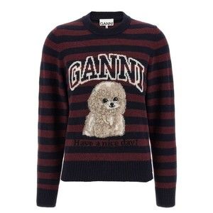 Ganni Graphic Wool Mix Poodle Stripe Sweater - NWT